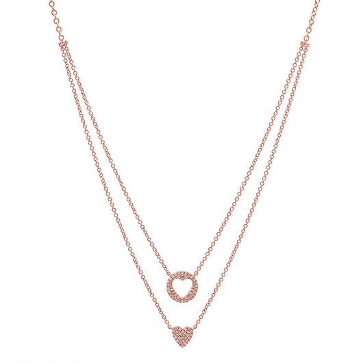 14KT Rose Gold Double Heart Necklace – Harrisons Collection