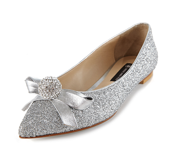 Fashion Women Flat Pointed Toe Lace Sequin Wedding Bridal Shoes, S008 ...