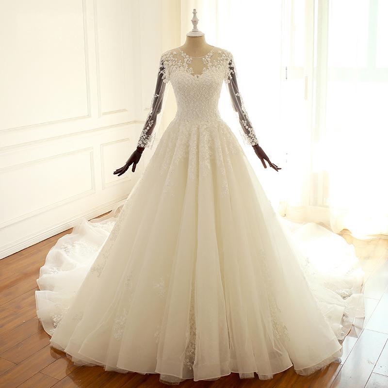 Long Sleeve Lace Long Custom Cheap Custom Wedding Dresses, WD305 ...
