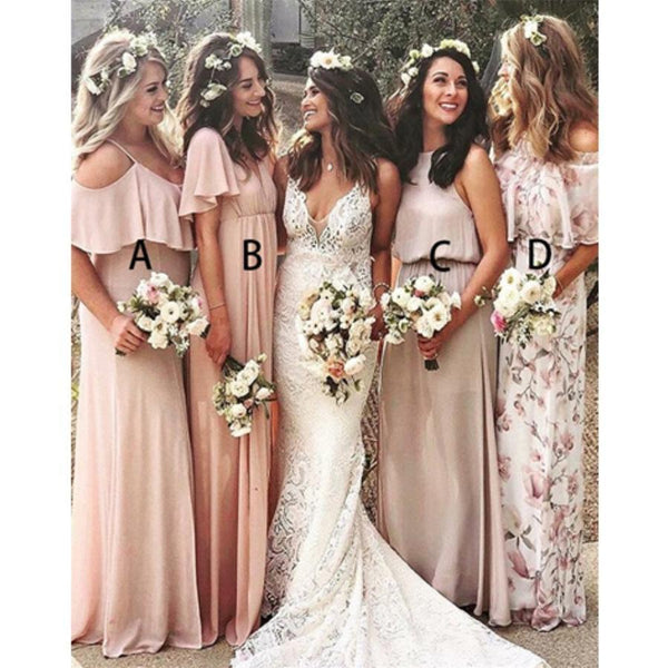 mismatched blush bridesmaid dresses