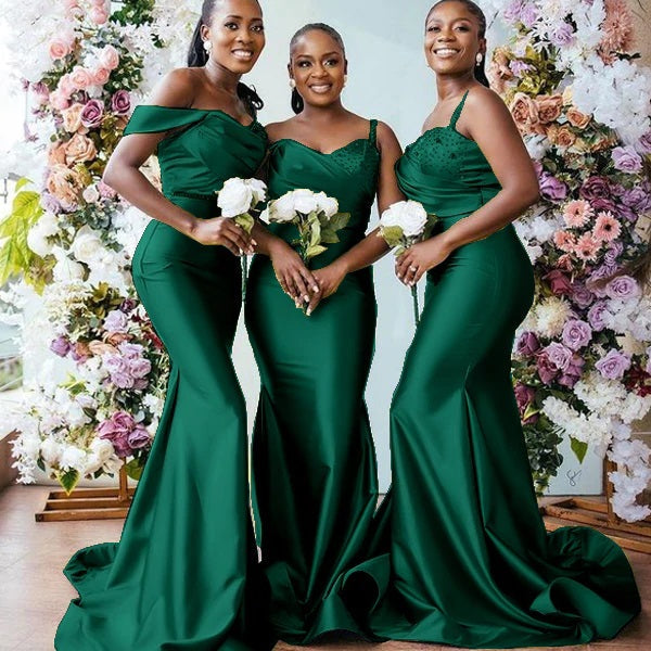 Mismatched Emerald Green Mermaid Cheap Long Bridesmaid Dresses Online ...