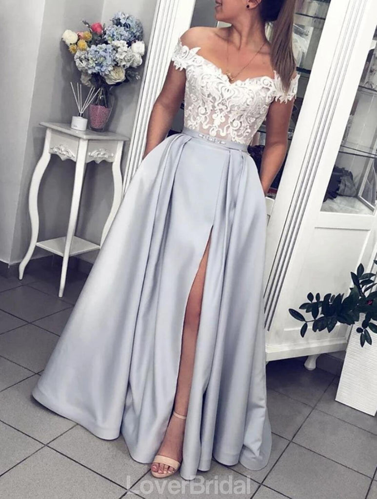 silver off the shoulder dress