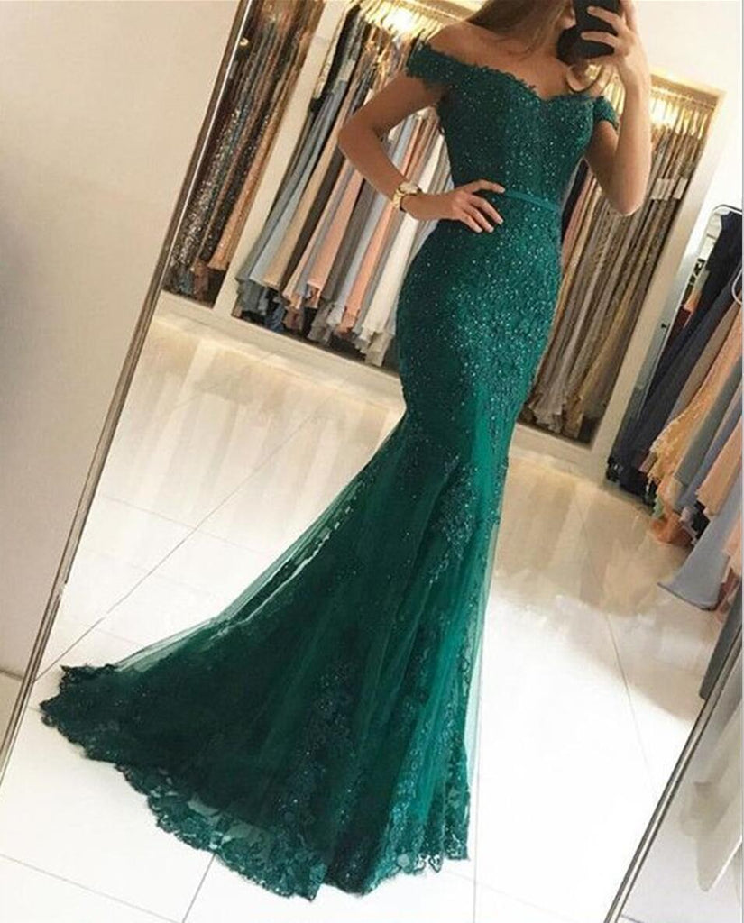 emerald green prom dress mermaid