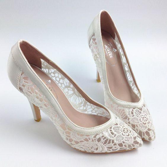 lace bridal heels