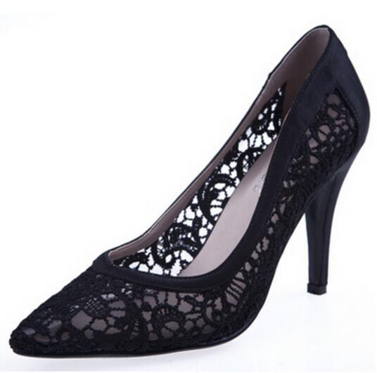 Sexy See Through High Heels Pointed Toe Lace Wedding Bridal Shoes, S00 ...