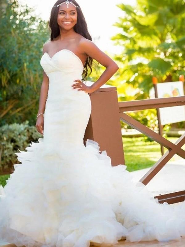 strapless sweetheart mermaid wedding dress