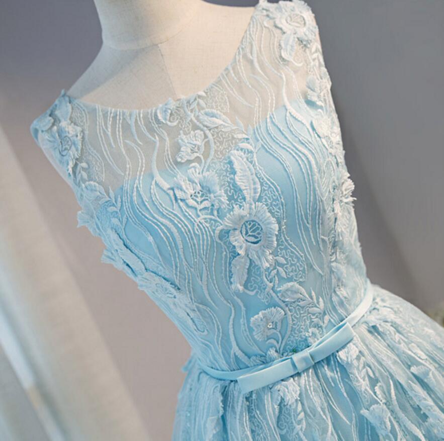 Tiffany Blue Open back Lace Cute Homecoming Prom Dresses, Affordable S ...