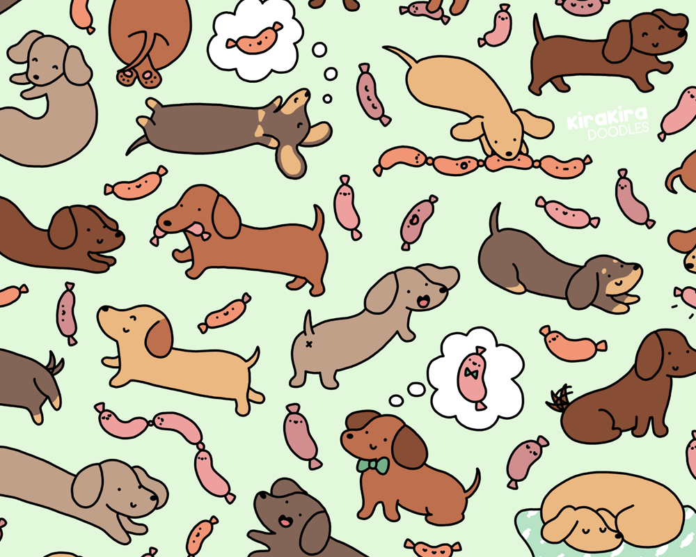 Wiener Dog Wonderland Art Print KiraKiraDoodles