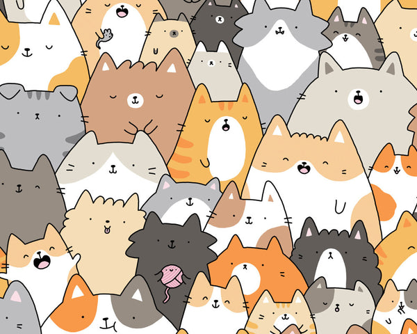 Cats, Kitties and a Spy! Kawaii Cat Doodle Art Print – KiraKiraDoodles