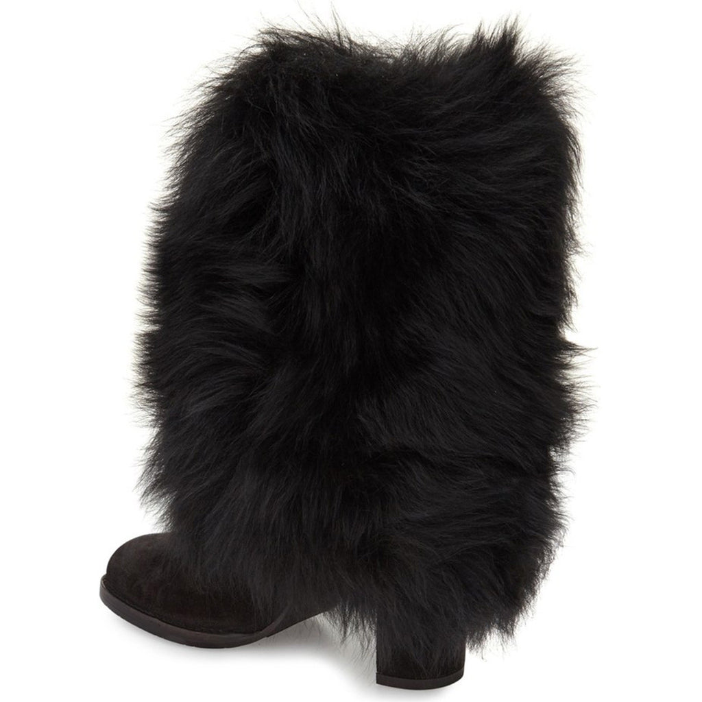 black fur shoes