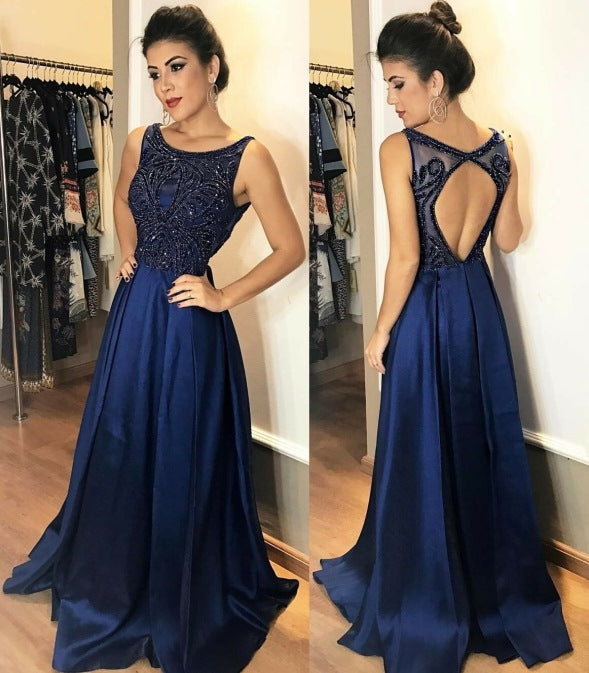 dark navy prom dress