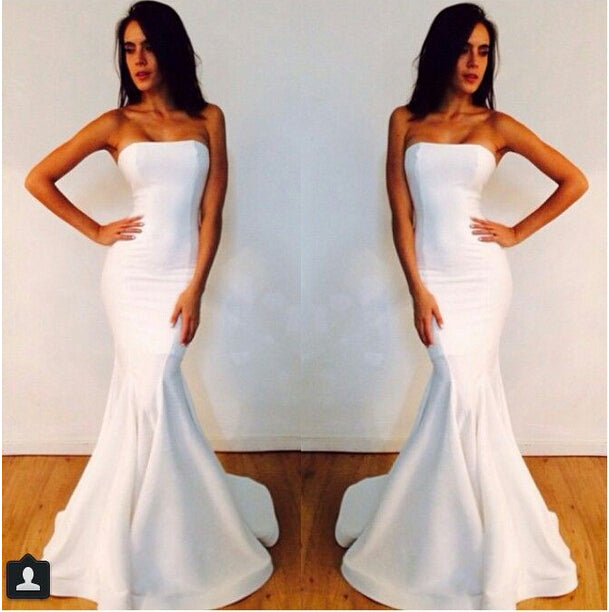 white strapless dress long