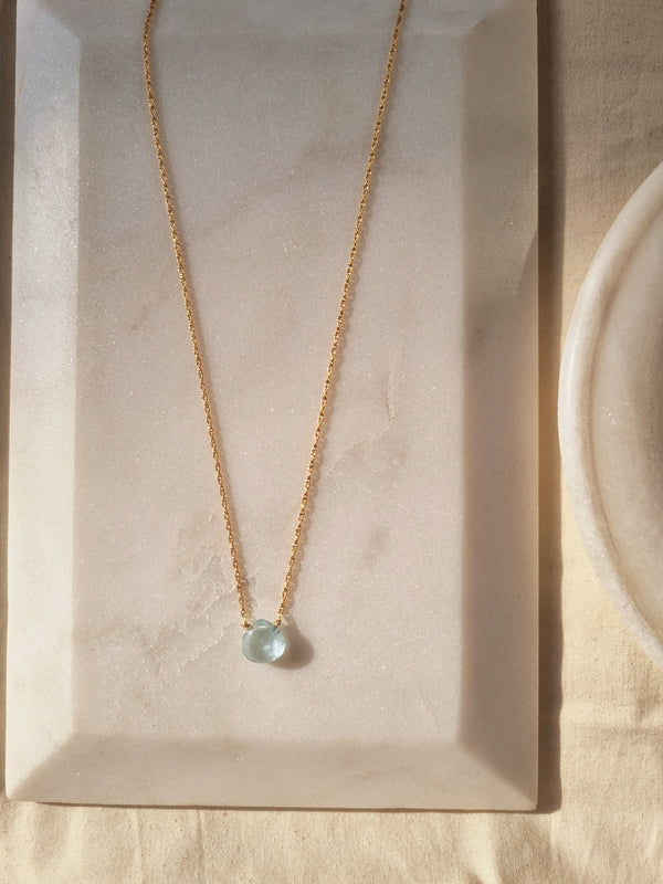 Spun Gold Aquamarine Necklace - Islands Art & Bookstore