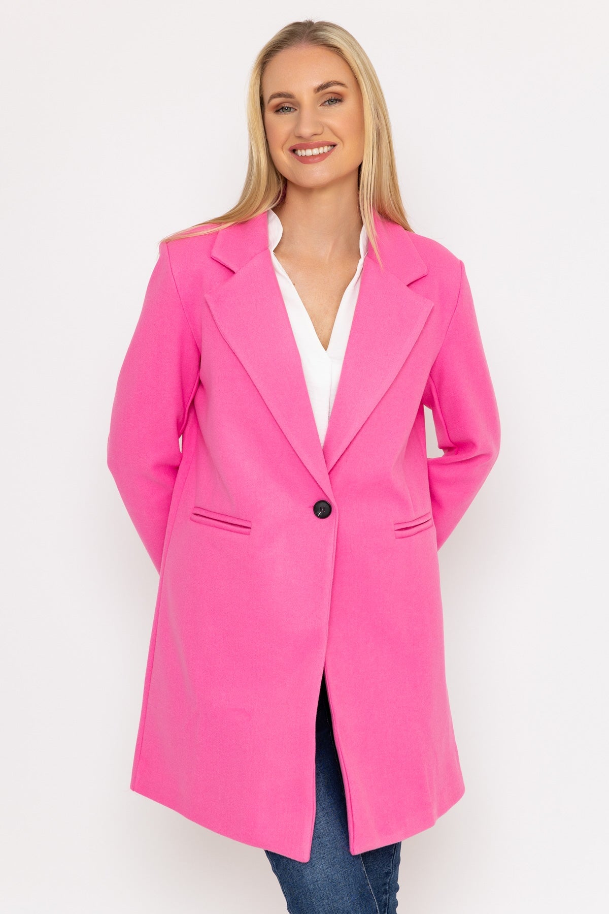 One Button Coat in Pink | Coats | Carraig Donn