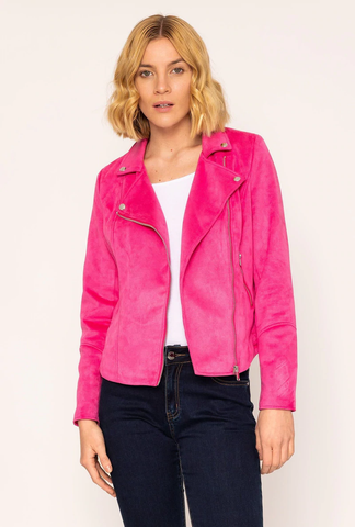 pink biker jacket