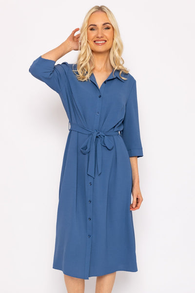 Buy Gina Bacconi Blue Sidney Twill Georgette Long Sleeve Shirt Dress from  Next Ireland