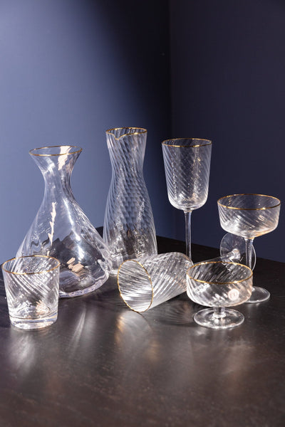 Decanter & Amber Diamond Wine Glass Set