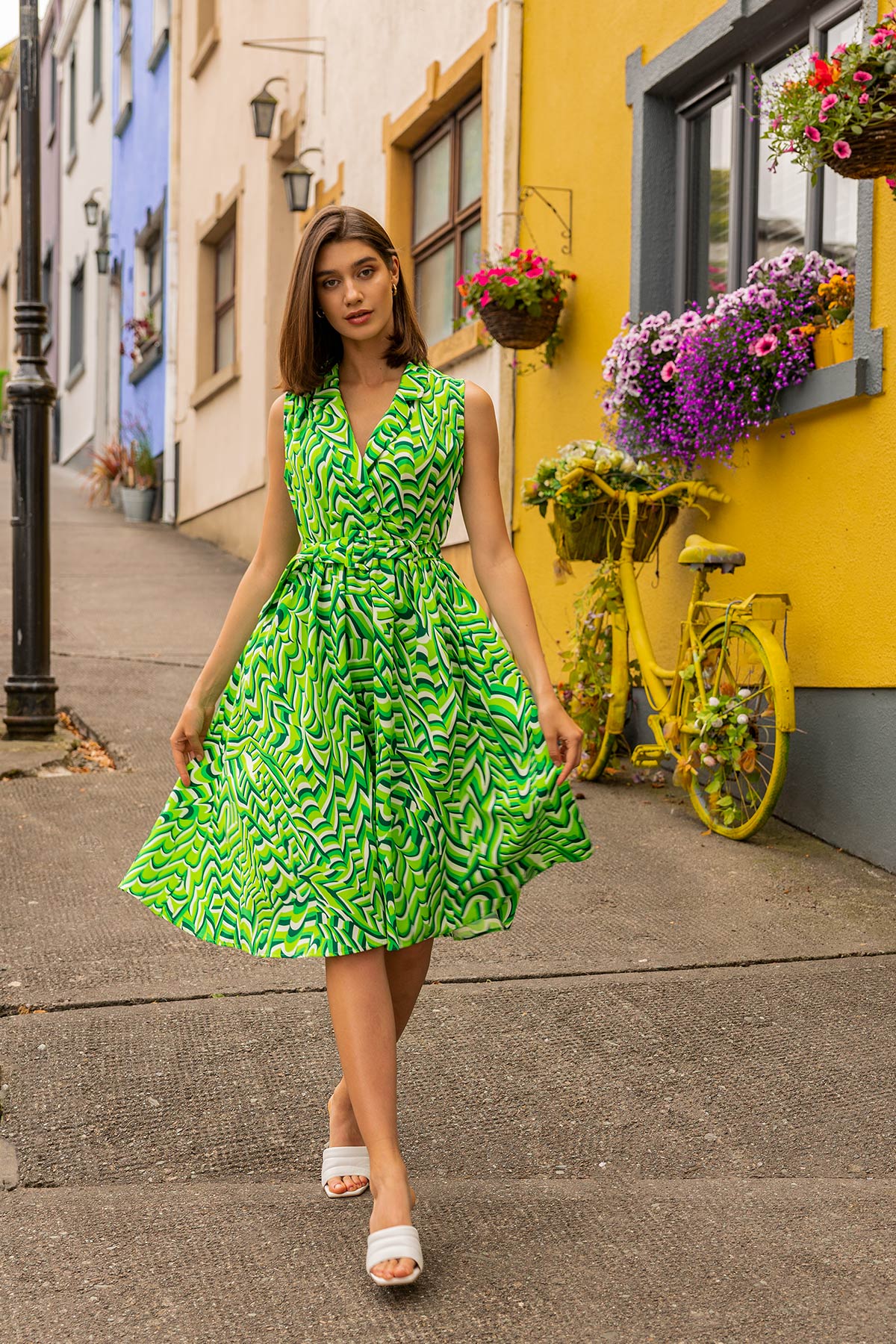 Leana Dress in Green Print – Carraig Donn