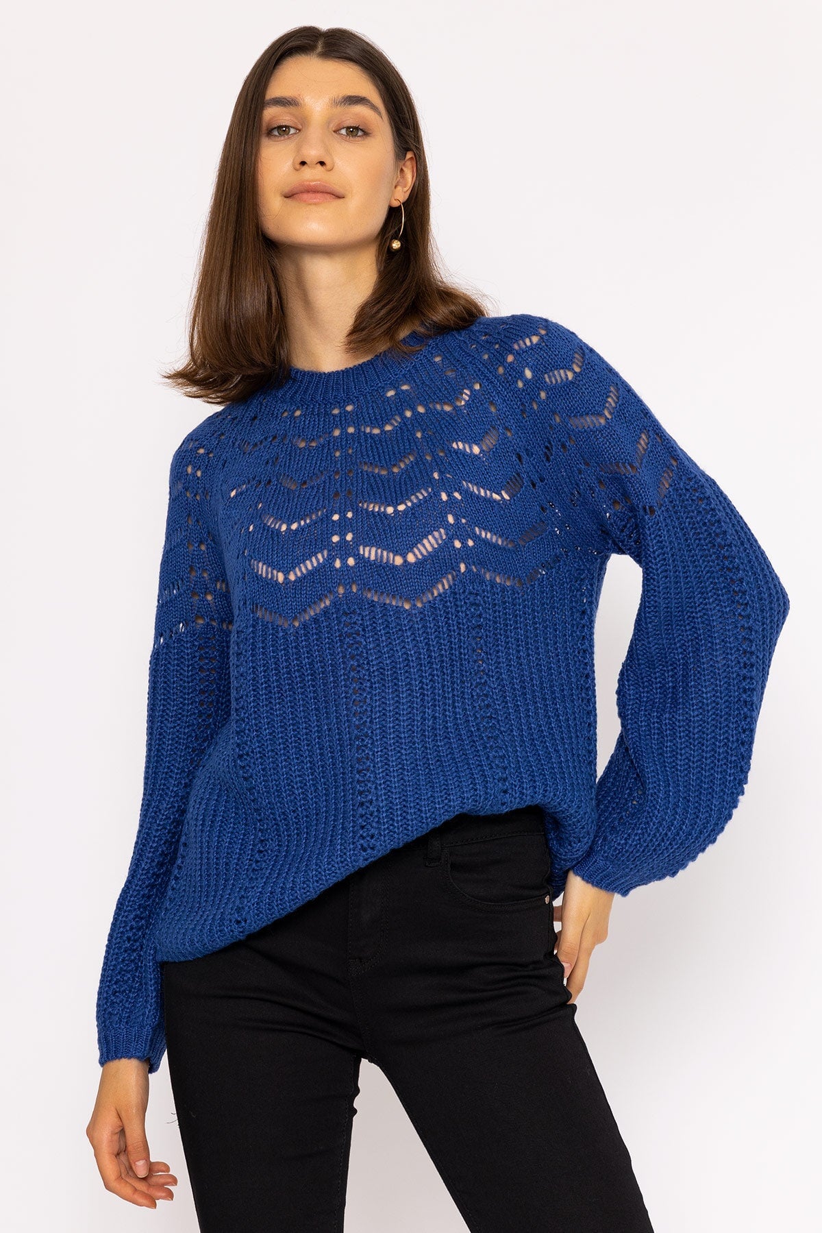 Puff Sleeve Knit - Jumper in Blue | Carraig Donn