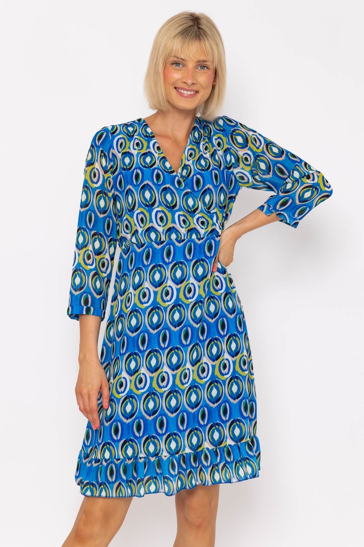 Blue Printed Midi Dress | Women's Dresses | Carraig Donn