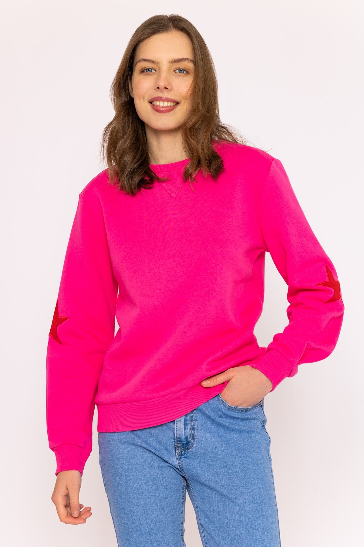 Sleeve Detail Sweatshirt in Pink - Sweatshirts | Carraig Donn