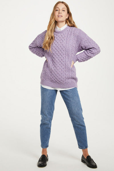 Unisex Aran Sweater in Cream - Aran Woolen Mills