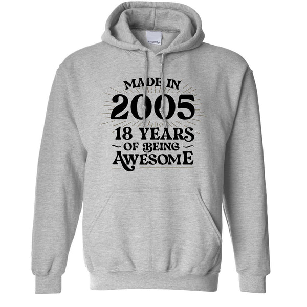Heather Grey 18e verjaardag hoodie gemaakt in 2005 - 18 geweldige jaren