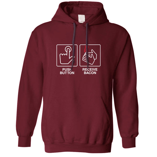 Novelty Hoodie Push Button, Recieve Bacon Meme Hooded Jumper