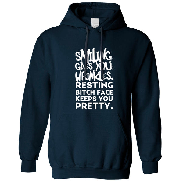 Joke Hoodie Smiling Gives You Wrinkles Sassy Slogan – Shirtbox