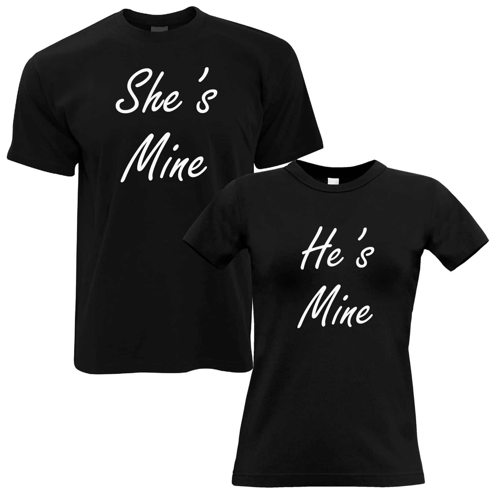 Couples Pack of 2 T-Shirts Cute He's Mine She's Mine Partners His Hers ...