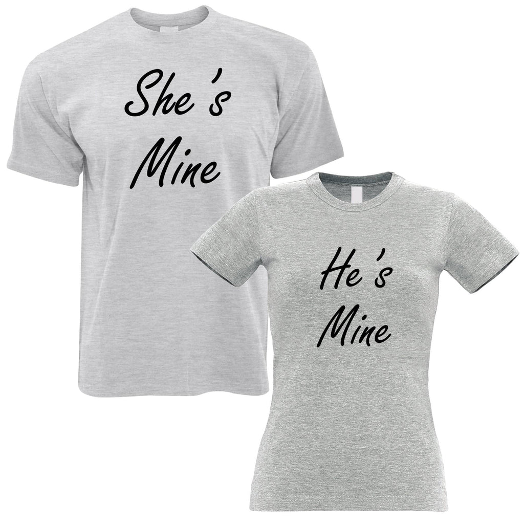 Couples Pack of 2 T-Shirts Cute He's Mine She's Mine Partners His Hers ...