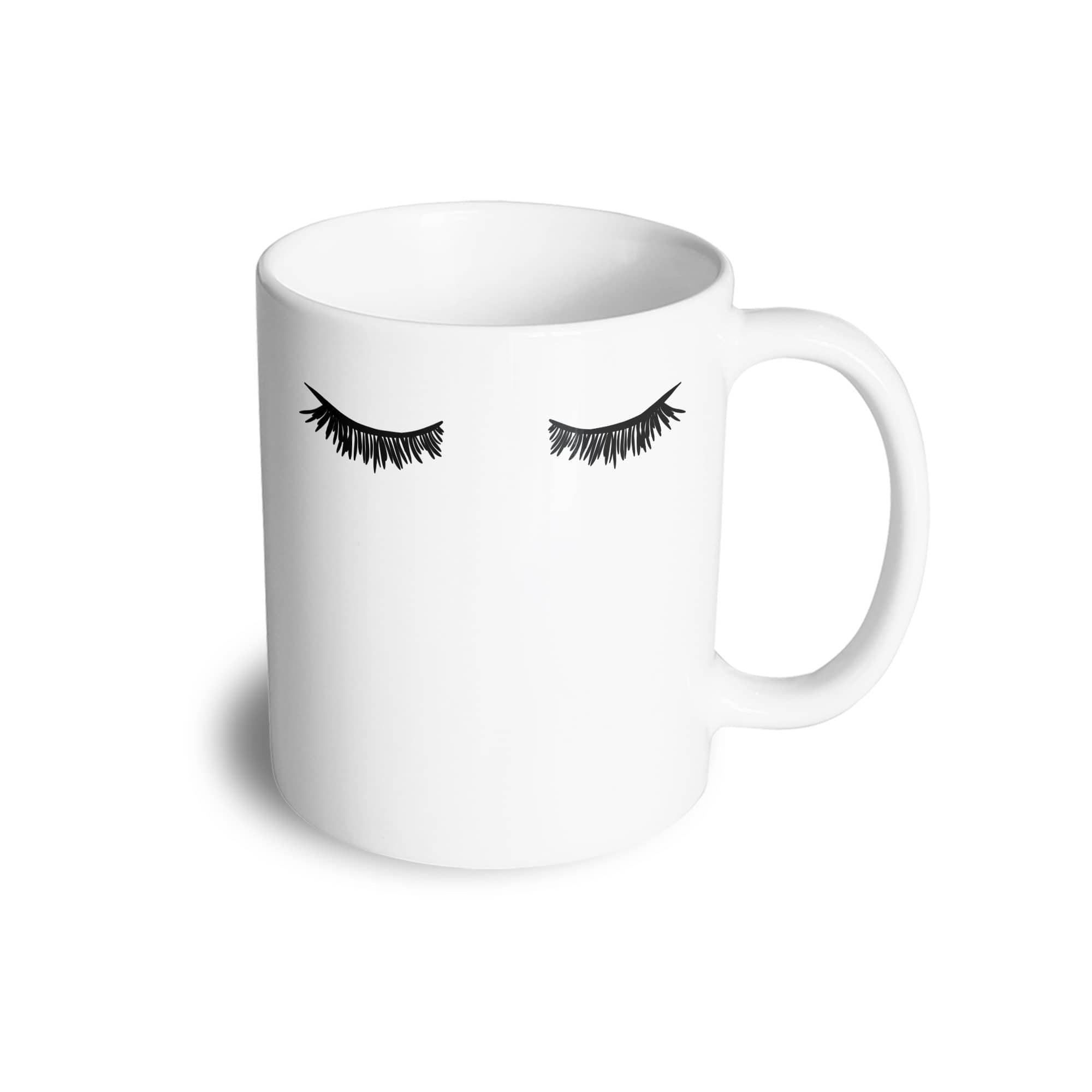 Closed Eyes Art Mug Eyelashes Makeup Mascara Coffee Tea Cup