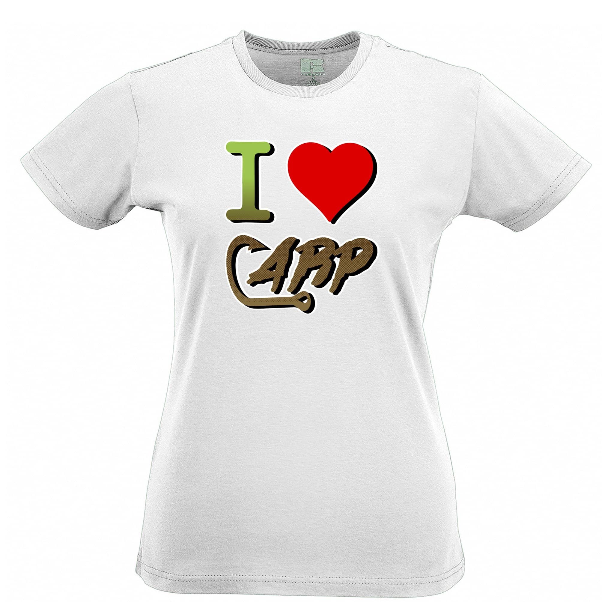 Fishing Womens T Shirt I Love Carp Slogan Heart – Shirtbox