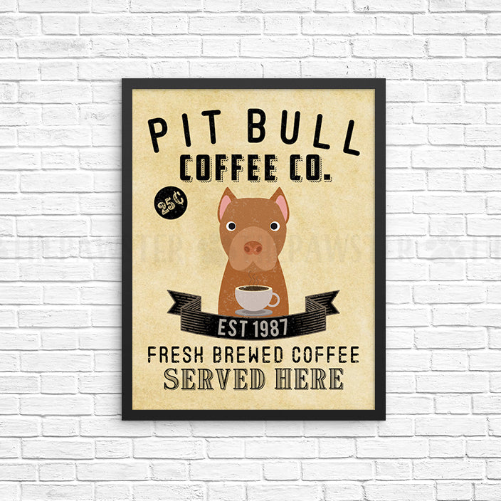 Pit Bull Wall Art Print Coffee Dog Wall Decor Kitchen Bar Coffee Sho The Pawster