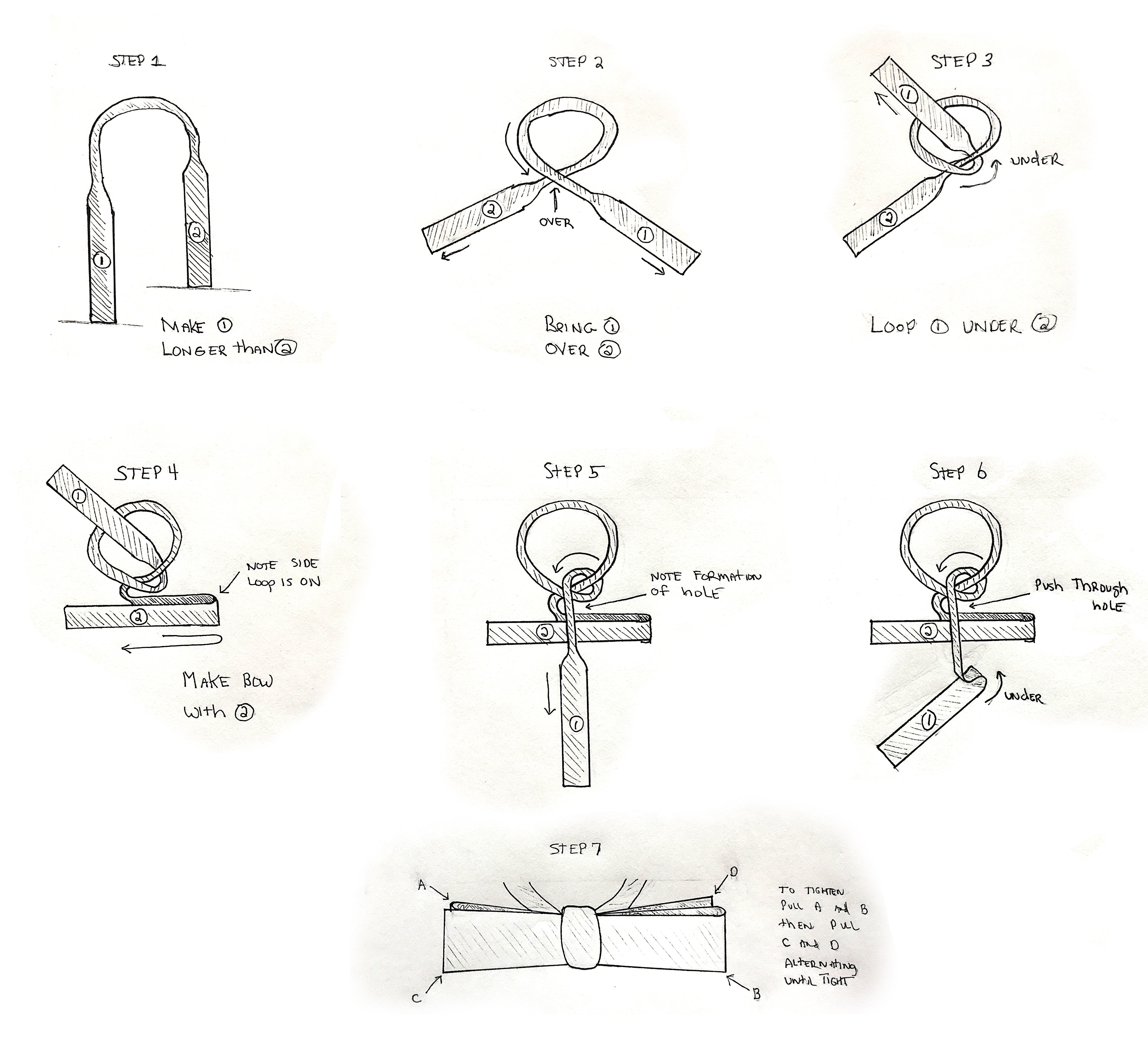 Tying a batwing bow tie knot.