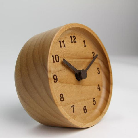 Round alder wood desk clock. made in Japan. Brook Farm General Store
