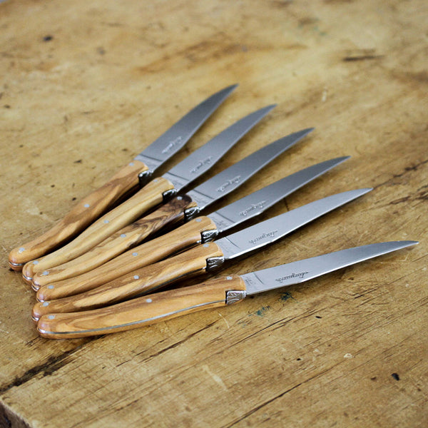 Set of 6 Laguiole Black Marbled Steak Knives - Whisk