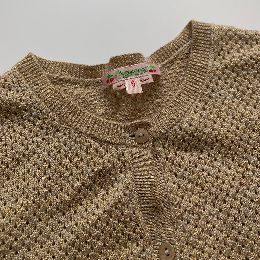 Bonpoint Gold Metallic Crochet Cardigan: 6 Years – Littlest Luxuries