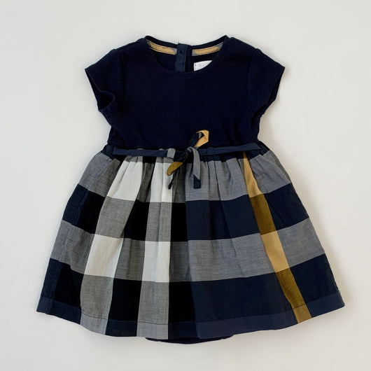 Burberry Baby Girl Navy Dress With Heritage Check preloved secondhand –  Littlest Luxuries