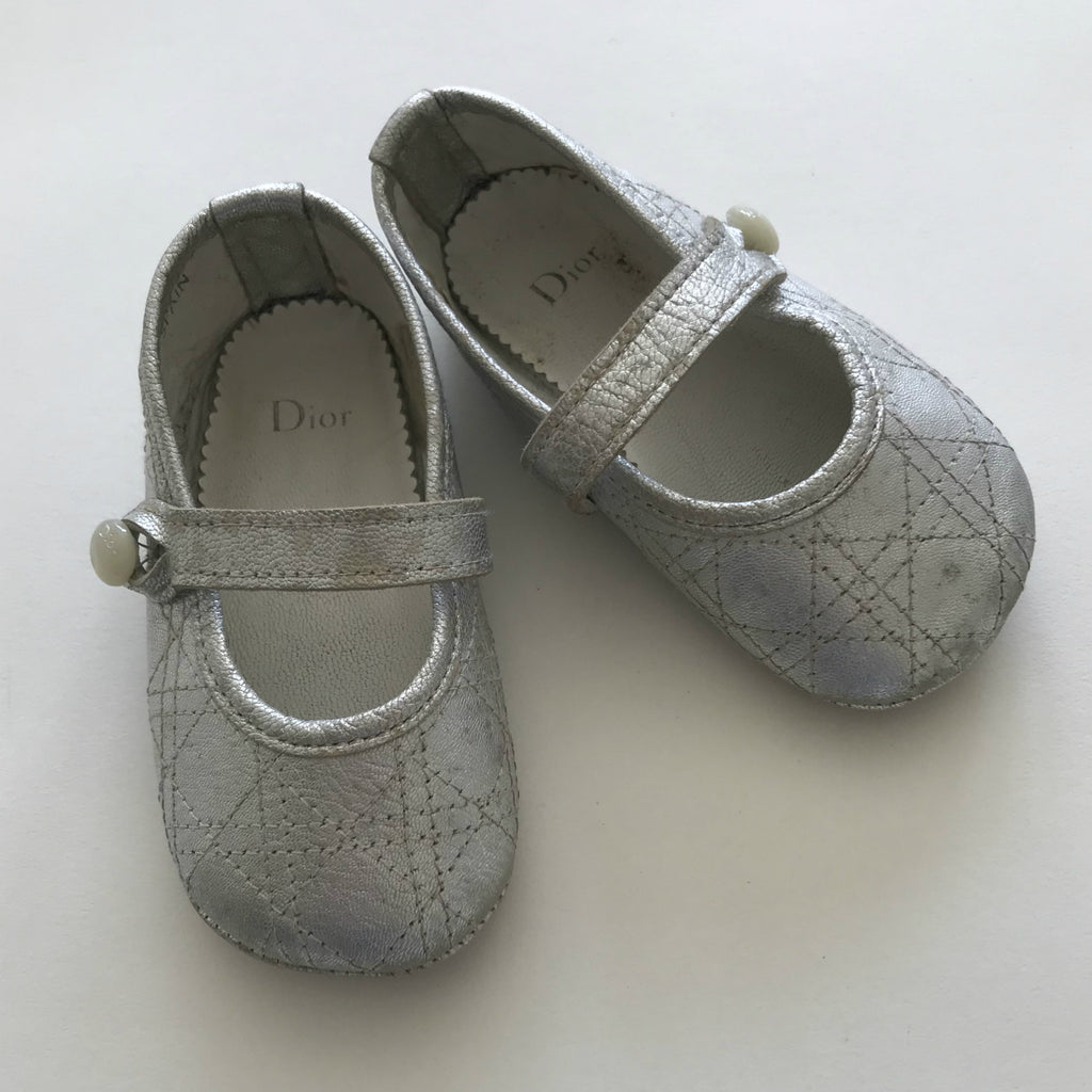 Baby Dior Silver Mary-Jane Style First Walker Shoes: Size 20 – Littlest ...