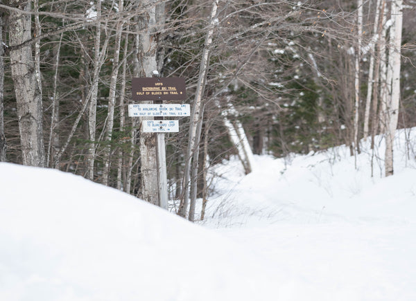 Sign on Mount Washington for directions to the John Sherburne Ski Trail and the Gulf of Slides Ski Trail