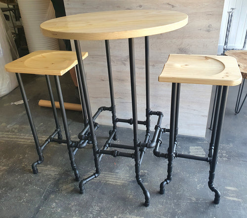 Bar Pipe Stool with foot rail – Aluminium Flanges-Pipe Furniture