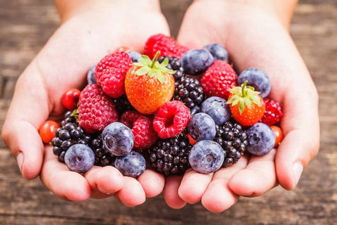 Hands filled with berries