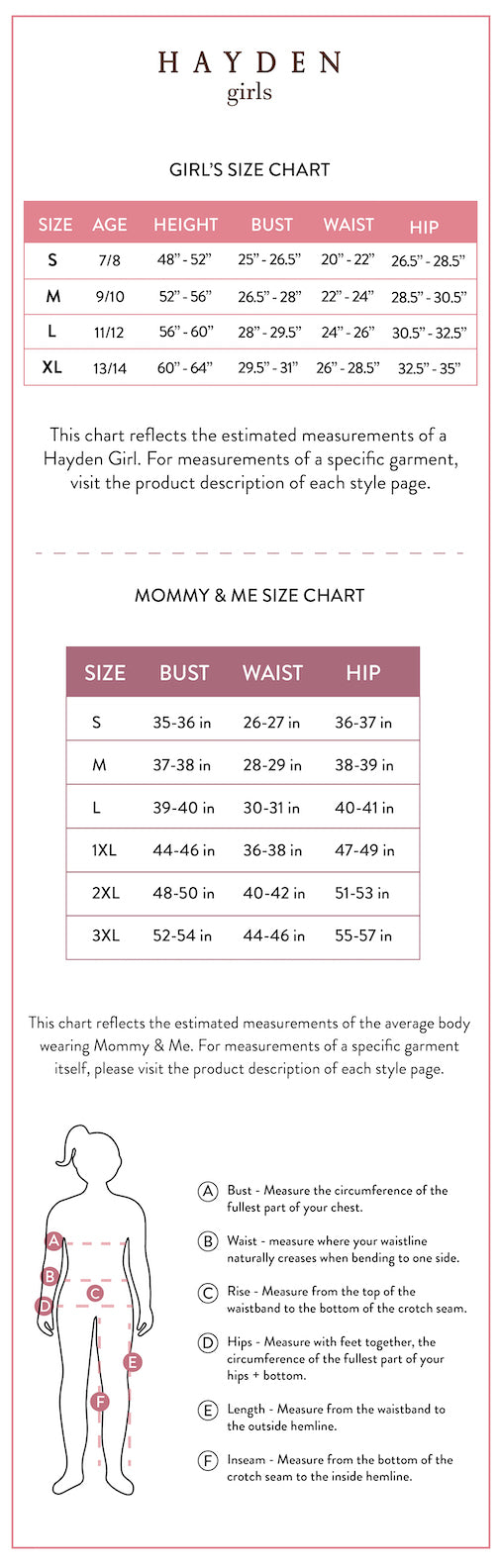 Clothing Size Charts