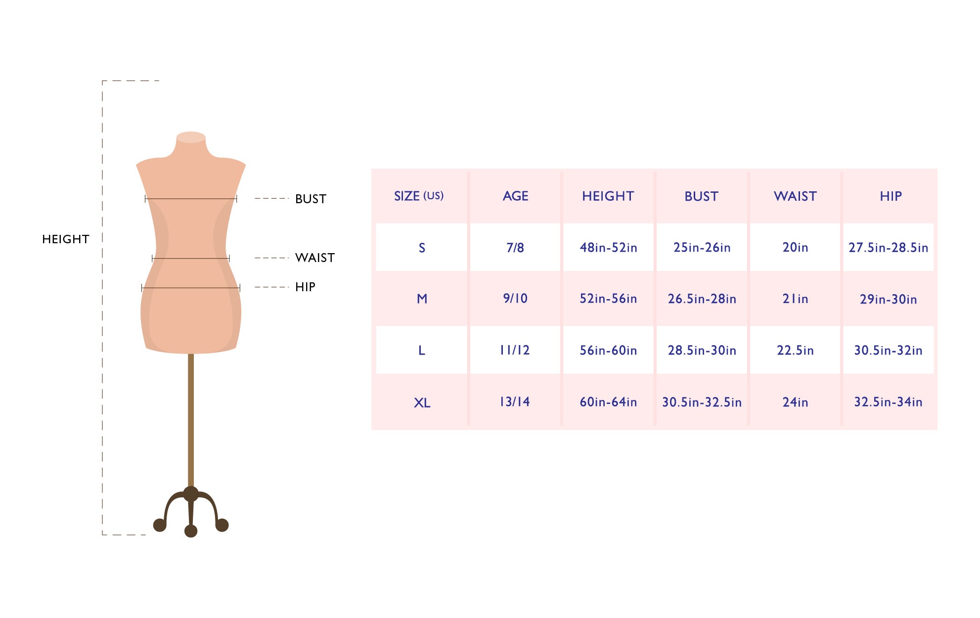 Girls Clothing Chart