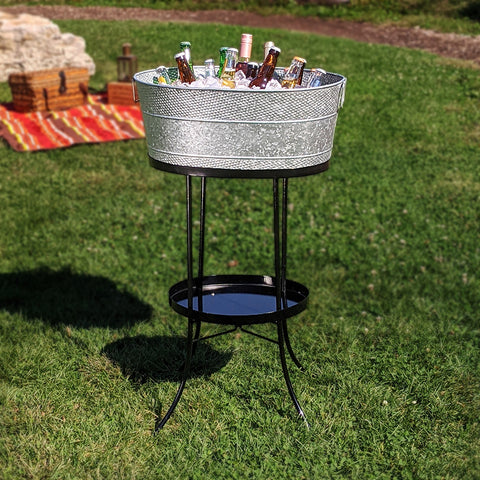 Party tub with stand for use at a party in your kitchen, dining room, or on your patio.