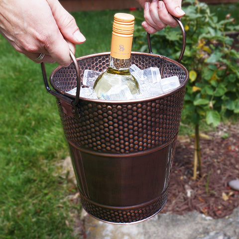 Wine bucket copper metal hammered for holiday gift giving