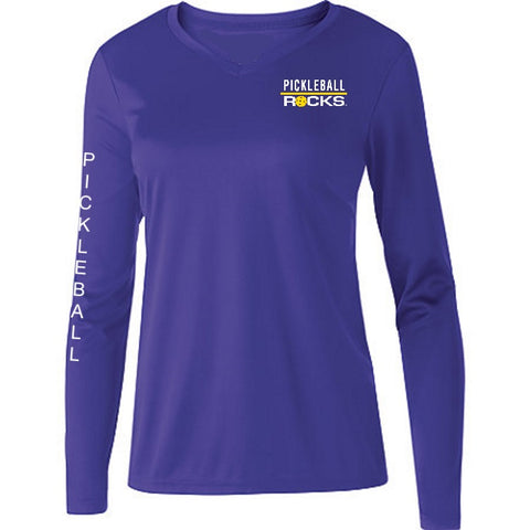 Dri Fit Purple Long Sleeve Shirt V Neck Pickleball Shopping From The Pickleball Rocks Team