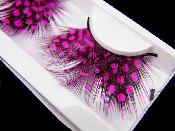 Feather Eyelashes Pink Eyelashes With Peacock Butterfly Long Halloween Eyelashes Hot Pink Feather Eyelashes Mink Eyelashes Dramatic Costume eyelashes for Vegas Show Extra Extension fake feathers p10