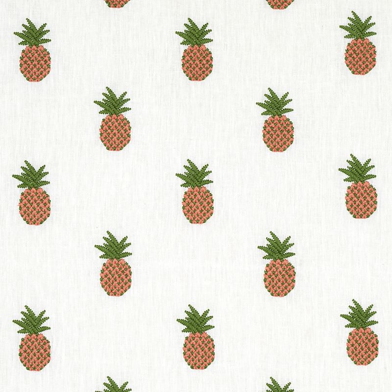 Schumacher Fabric 81530 Pineapple Embroidery Apricot On Ivory | Inside  Stores